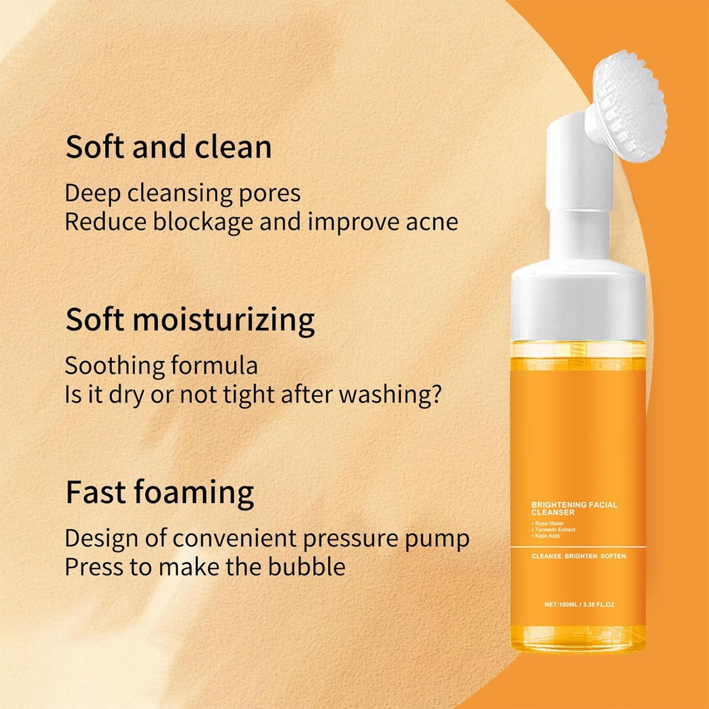 Turmeric Foaming Facial Cleanser - Deep Cleansing and Hydrating Face Wash for All Skin Types (1 Piece)