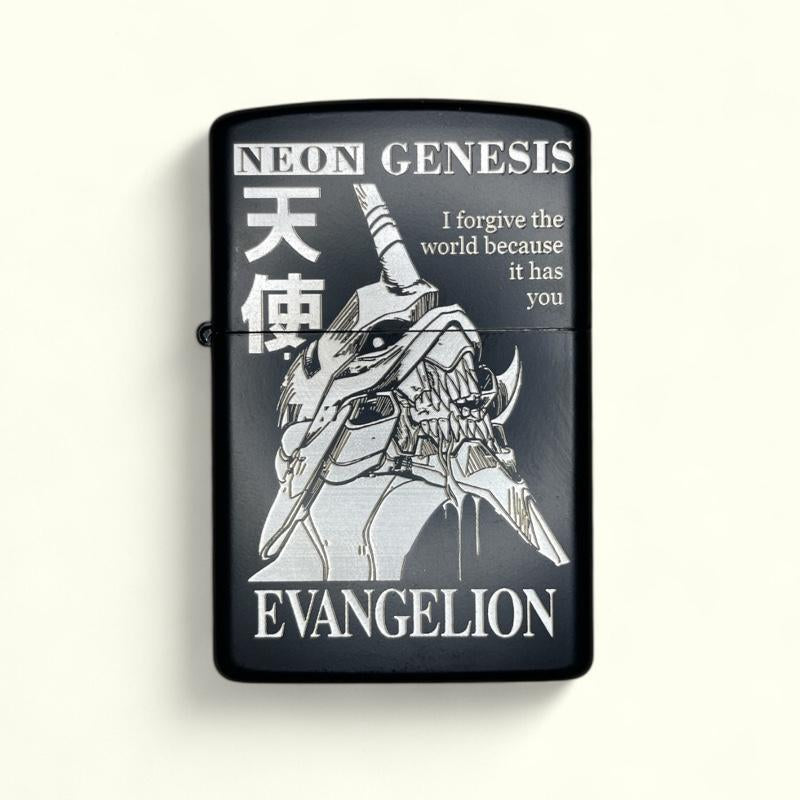 Neon Genesis Evangelion - EVA Unit 001 - Refillable Flip Lighter - Full Metal - Windproof - Durable - Matte Black Finish - Custom Engraved Design