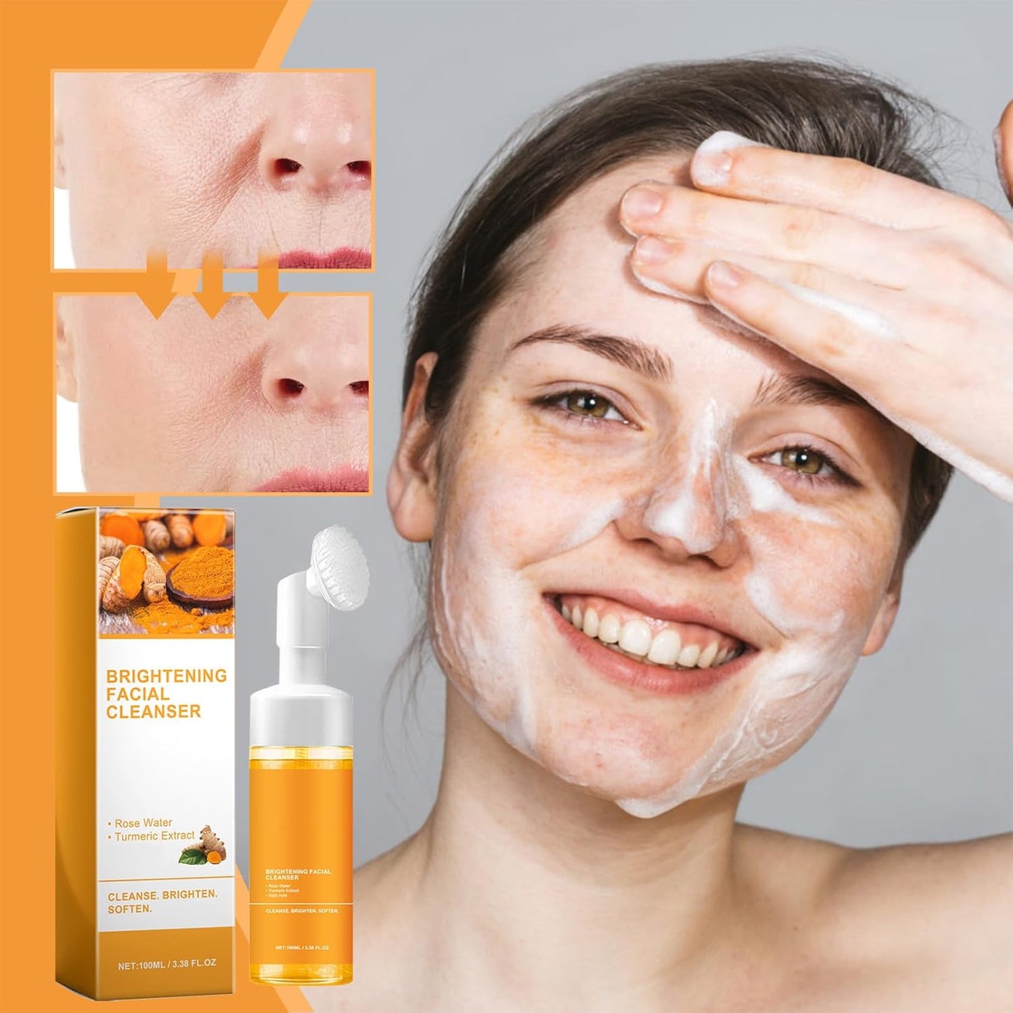 Turmeric Foaming Facial Cleanser - Deep Cleansing and Hydrating Face Wash for All Skin Types (1 Piece)