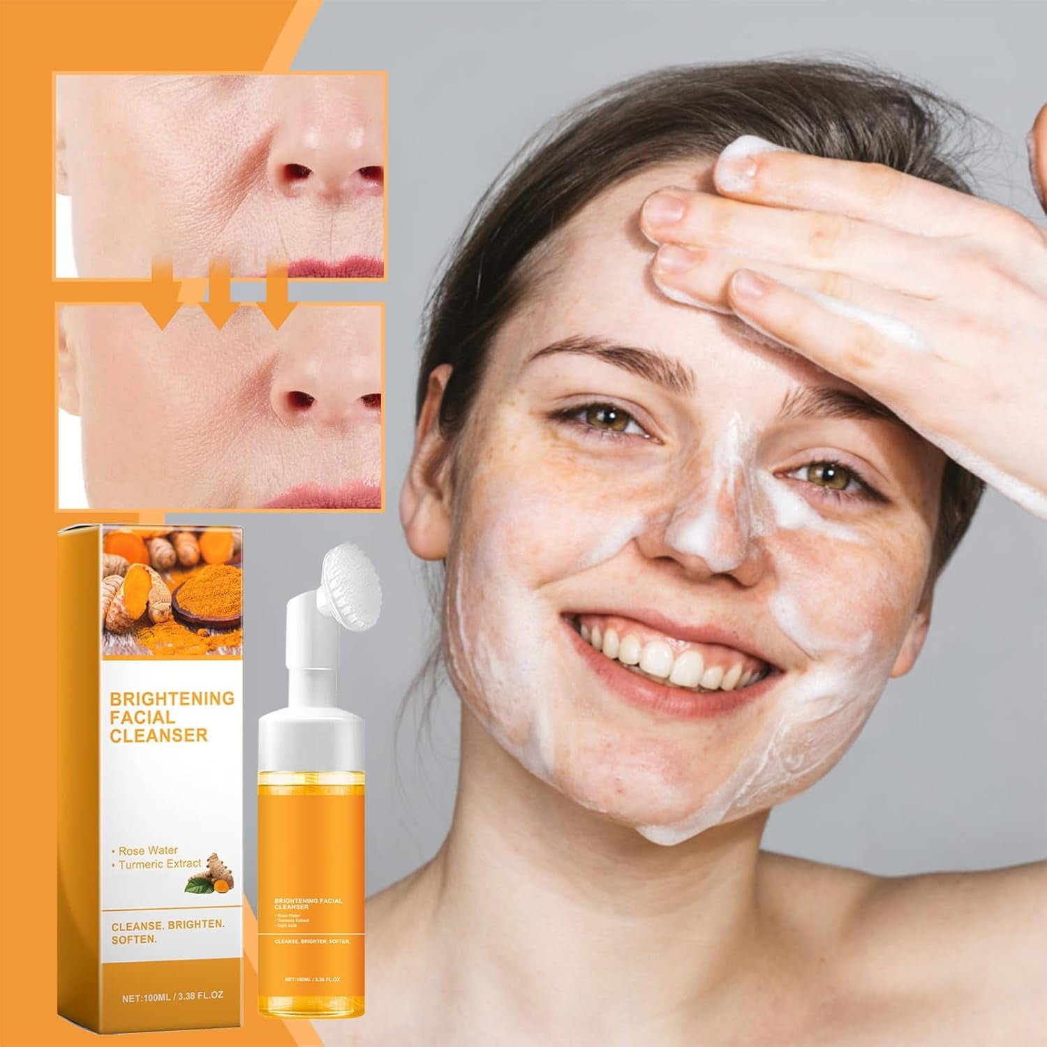 Turmeric Foaming Facial Cleanser - Deep Cleansing and Hydrating Face Wash for All Skin Types (1 Piece)